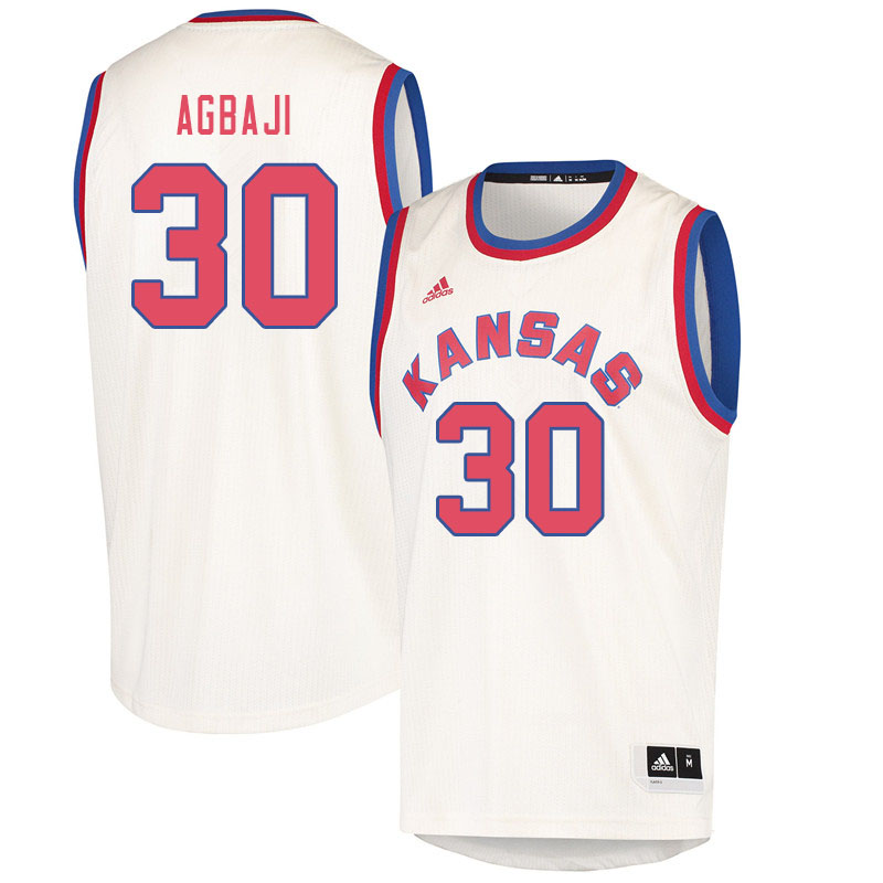 Men #30 Ochai Agbaji Kansas Jayhawks College Basketball Jerseys Sale-Cream